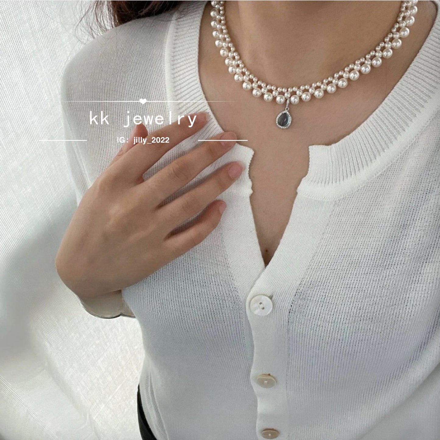 Handwoven S925 Silver Aquamarine Pearl Necklace