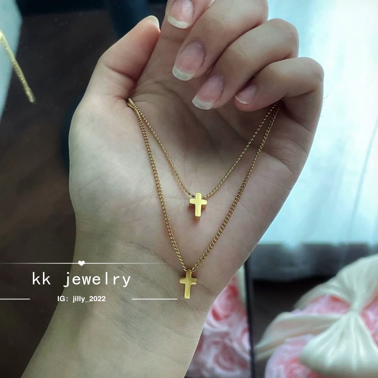 Double cross necklace