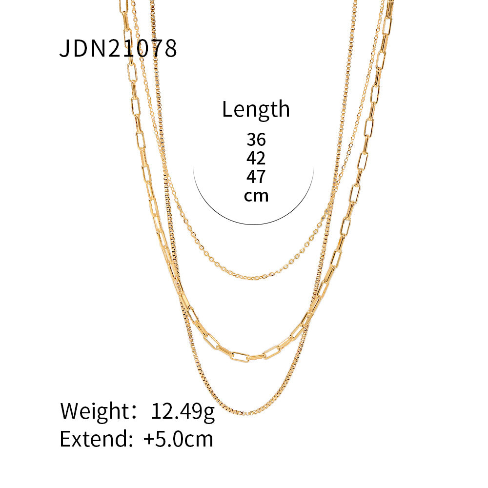 Three-layer stacked titanium steel necklace