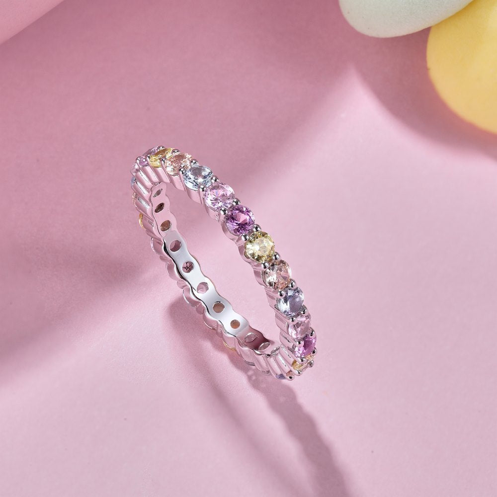 925 Sterling Silver Women's Rainbow Ring