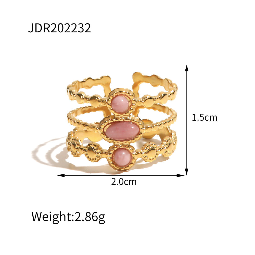 Natural redstone titanium steel ring
