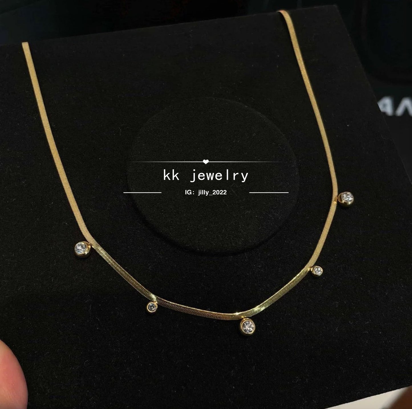 2mm round zircon blade chain necklace 18k real gold electroplated titanium steel