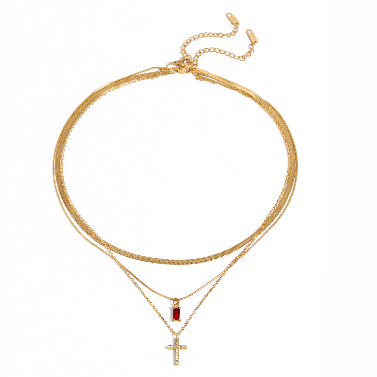 Three-layer clavicle chain stainless steel necklace