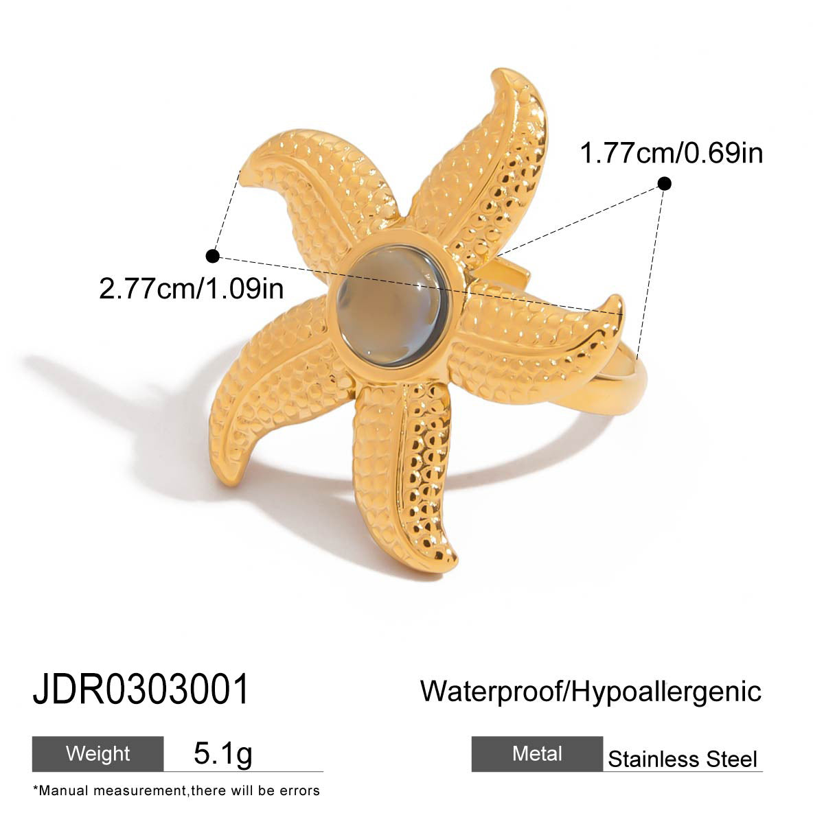 Ocean Design Stainless Steel Earrings Ring Necklace