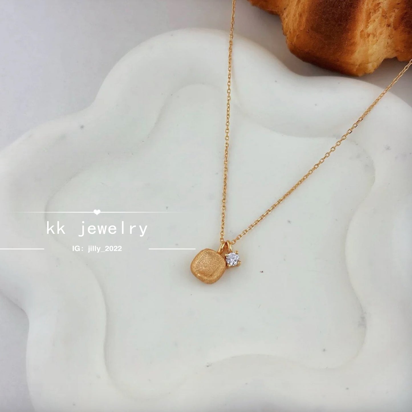 S925 sterling silver brushed small sugar cube necklace