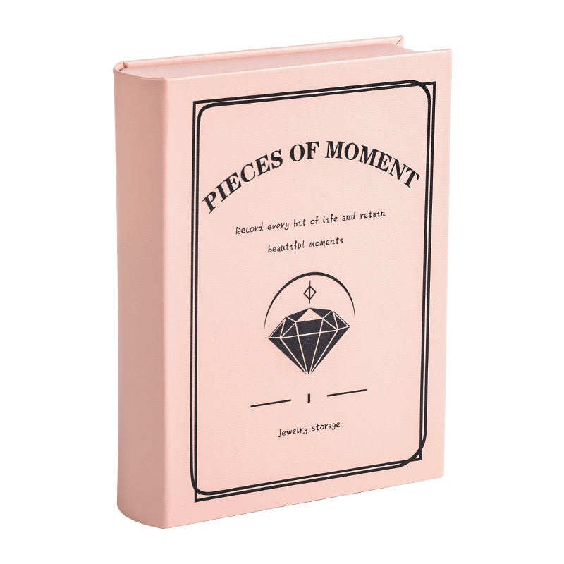 Book and jewelry box, double-layered PU leather multi-functional storage box for watches, rings, earrings, and studs