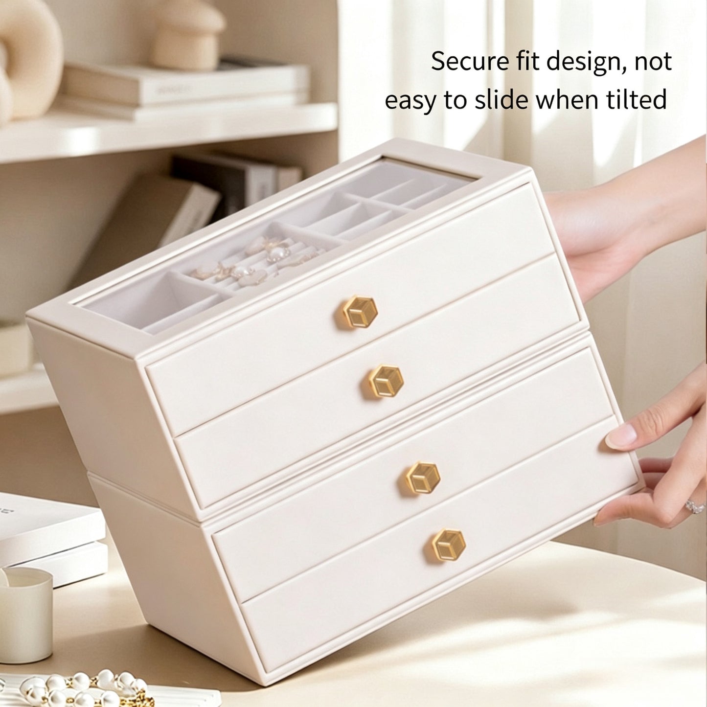 Large capacity multi-layer jewelry box for storing necklaces, rings, and other jewelry