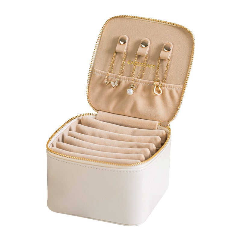 High-end jewelry box, portable small storage bag for earrings, necklaces, rings, and other jewelry