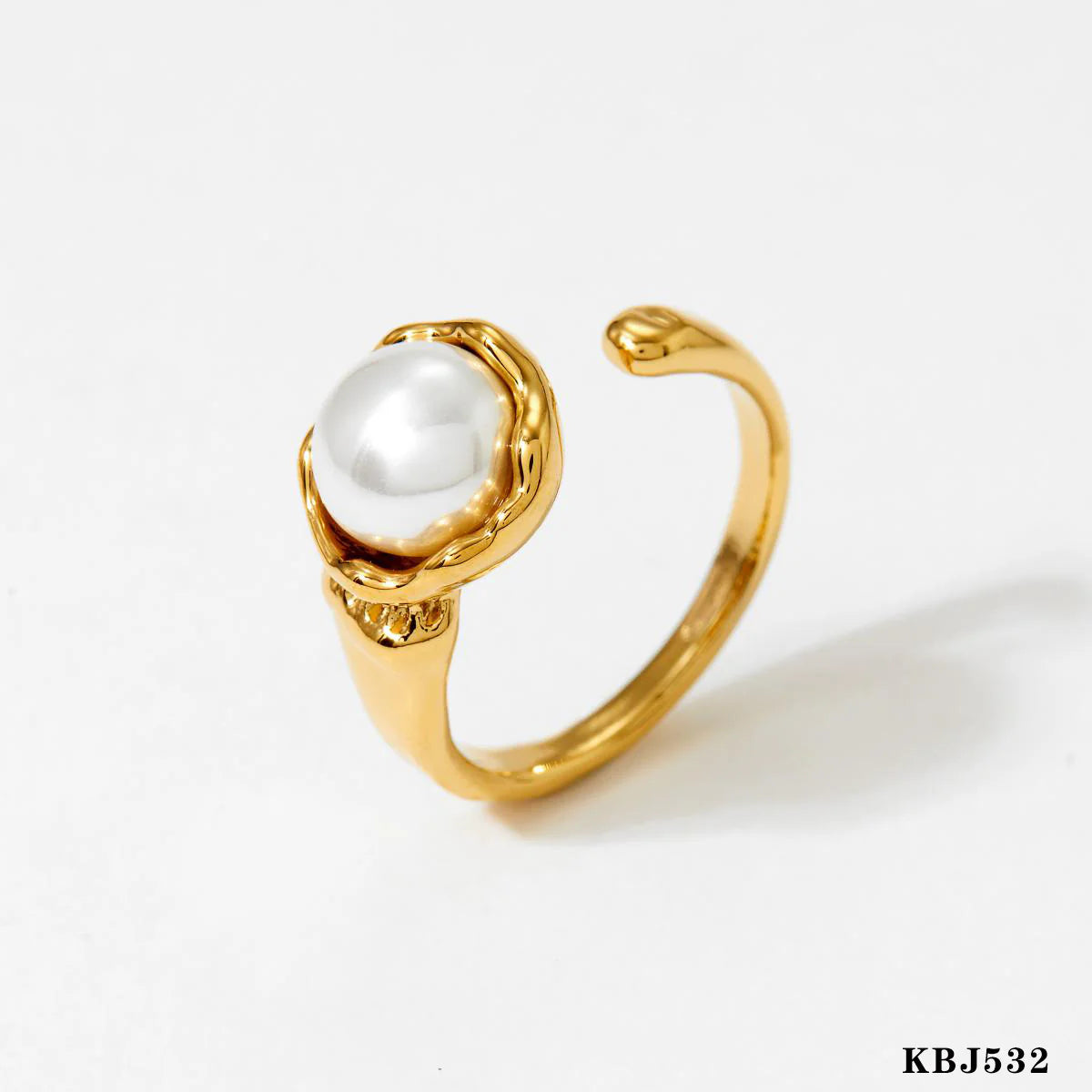 Stainless steel shell bead set ring