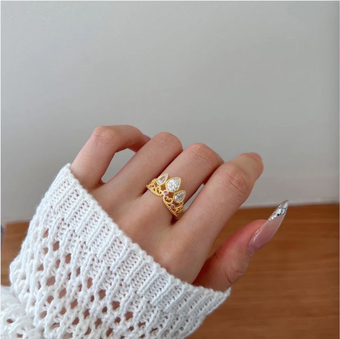 S925 Sterling Silver Crown Luxury Wedding Ring