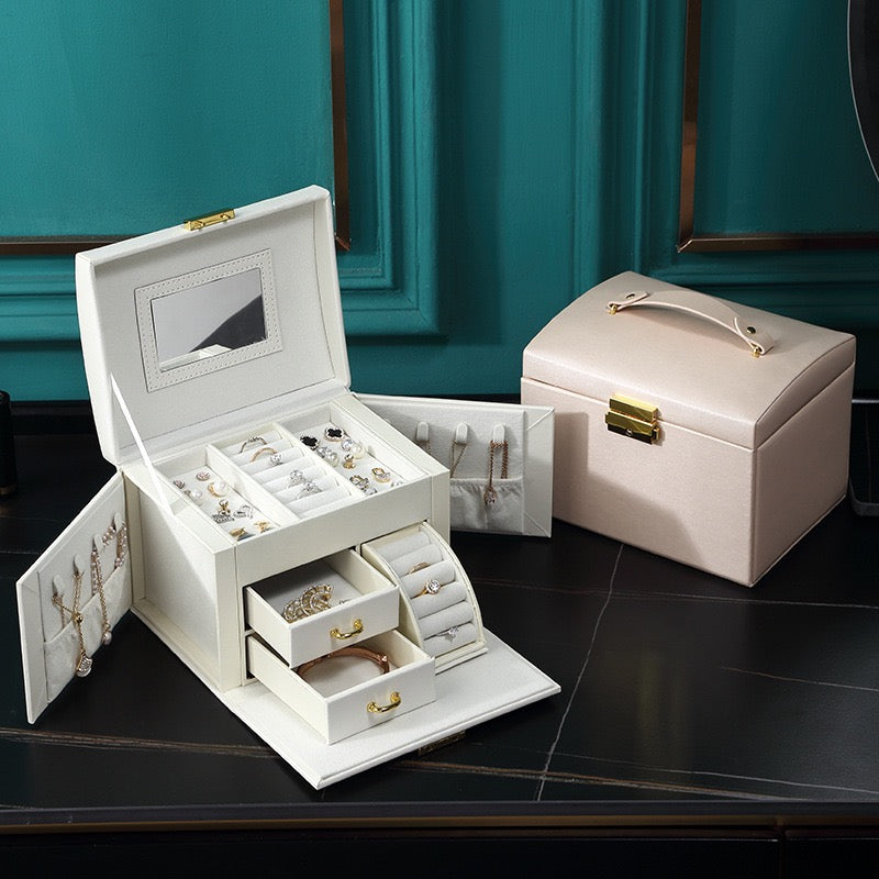 Jewelry box storage box, multi-layered jewelry storage box, mirror necklace ring jewelry box