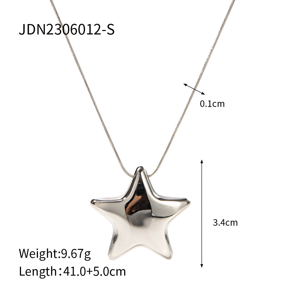 Stainless Steel Plated 18K Gold Pentagon Star Necklace