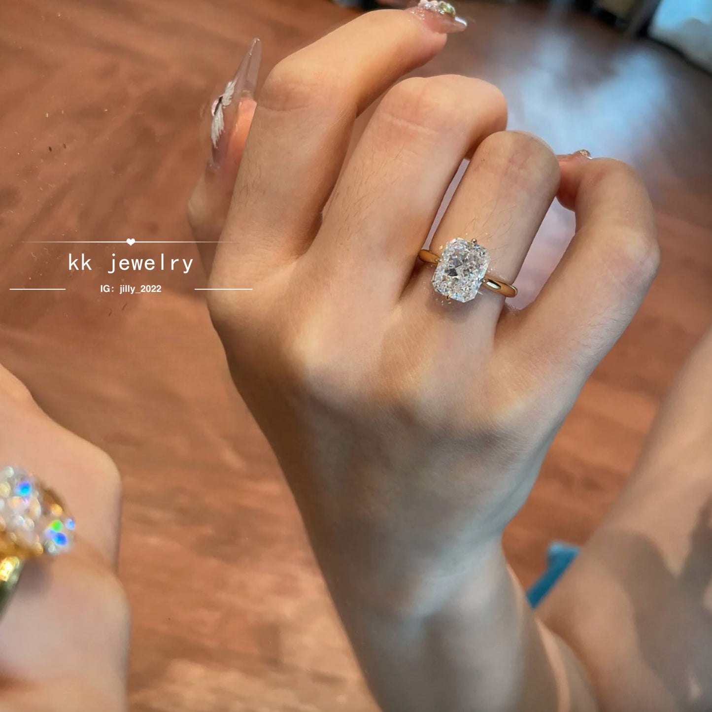 S925 silver-plated 8 * 10 ice cut high carbon diamond ring