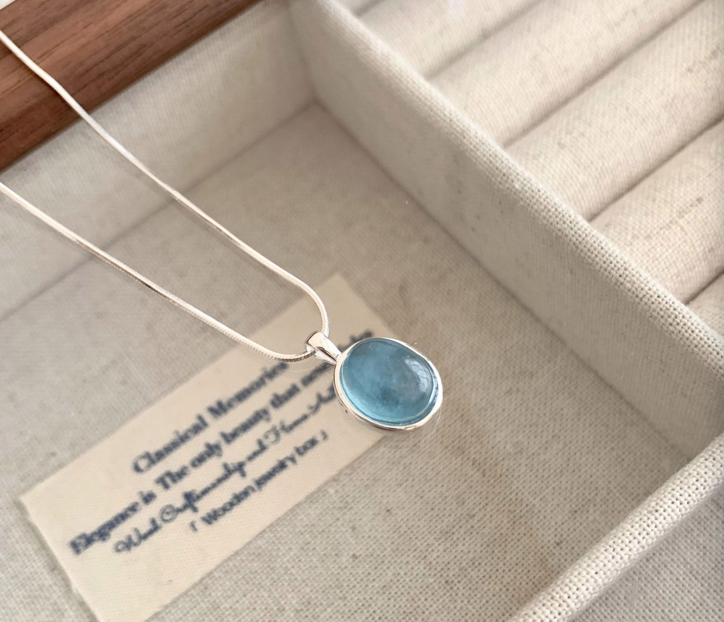 925 silver aquamarine necklace