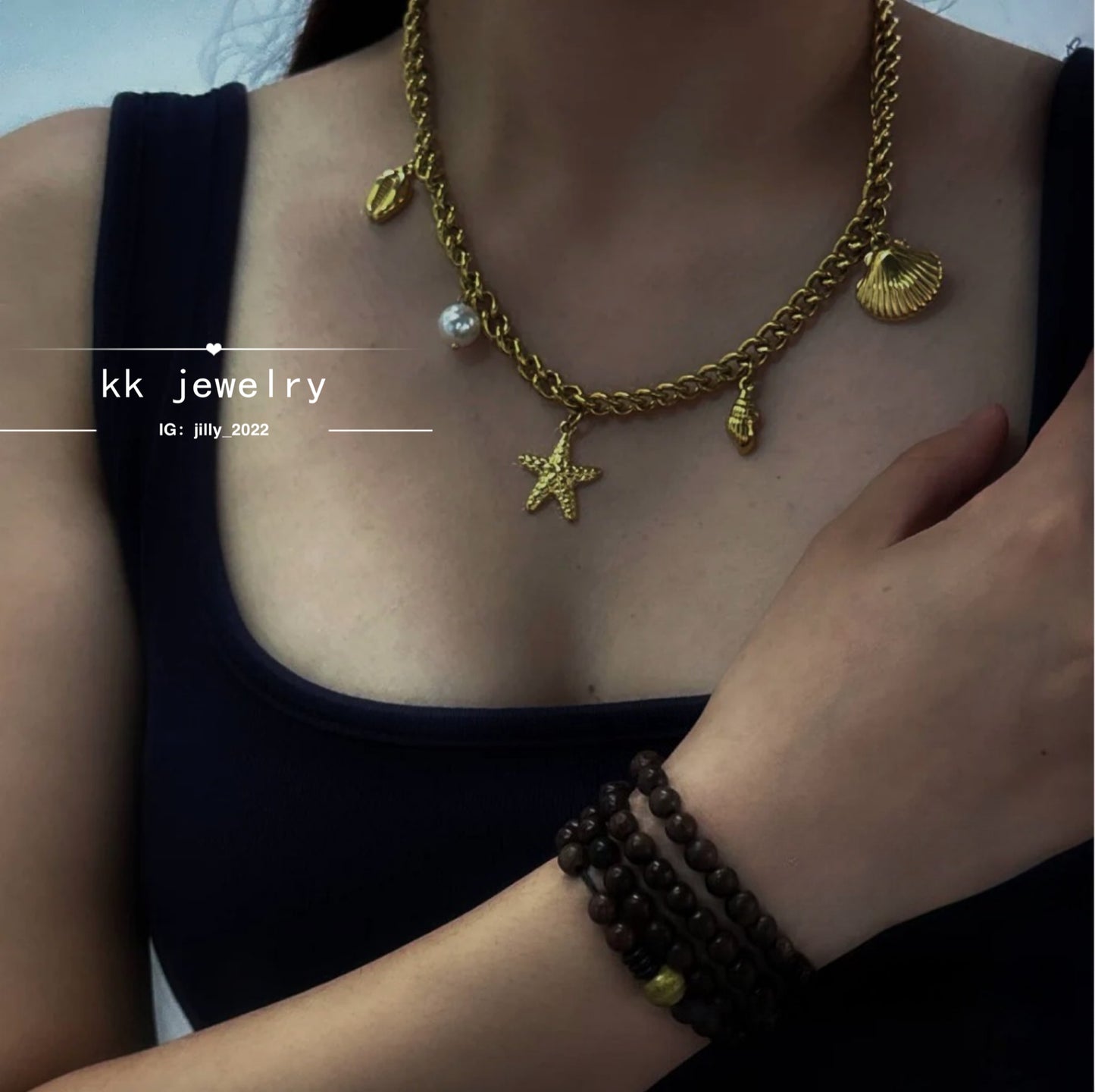 Starfish Shell Pearl Ocean Family Necklace