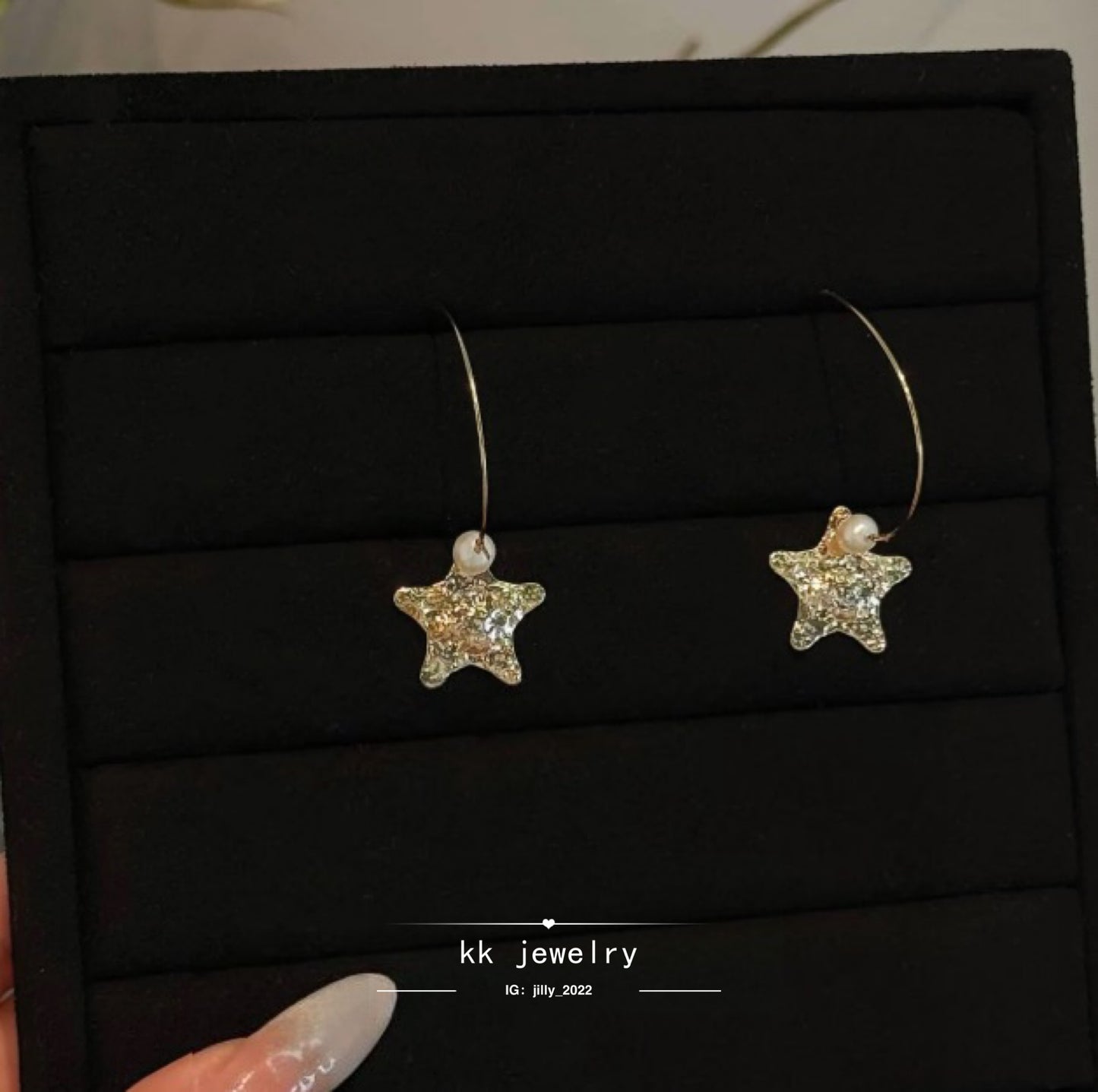 Pentagonal star pearl earrings