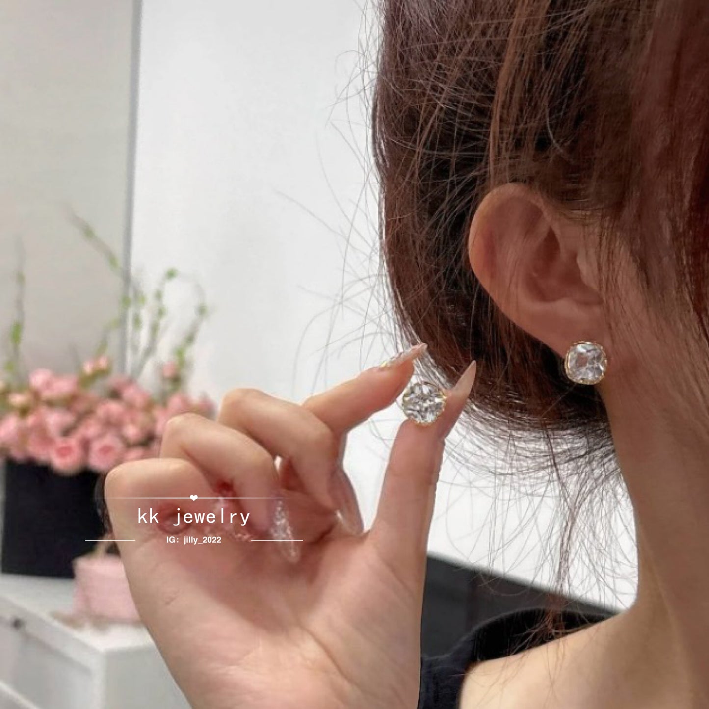 S925 Silver Needle French Gemstone Brass Earrings