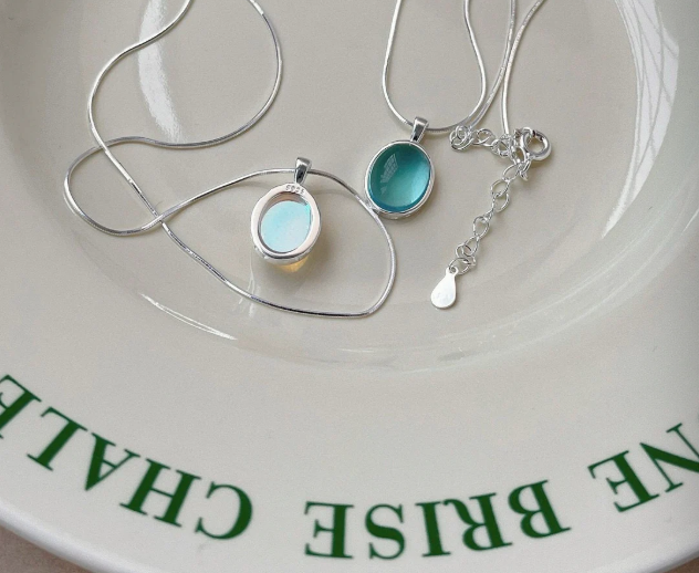 925 silver aquamarine necklace