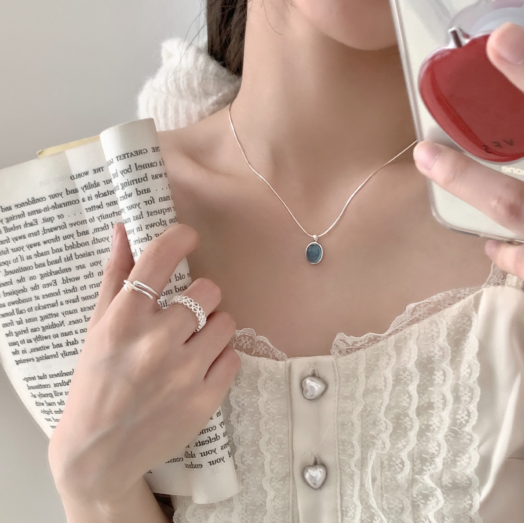 925 silver aquamarine necklace