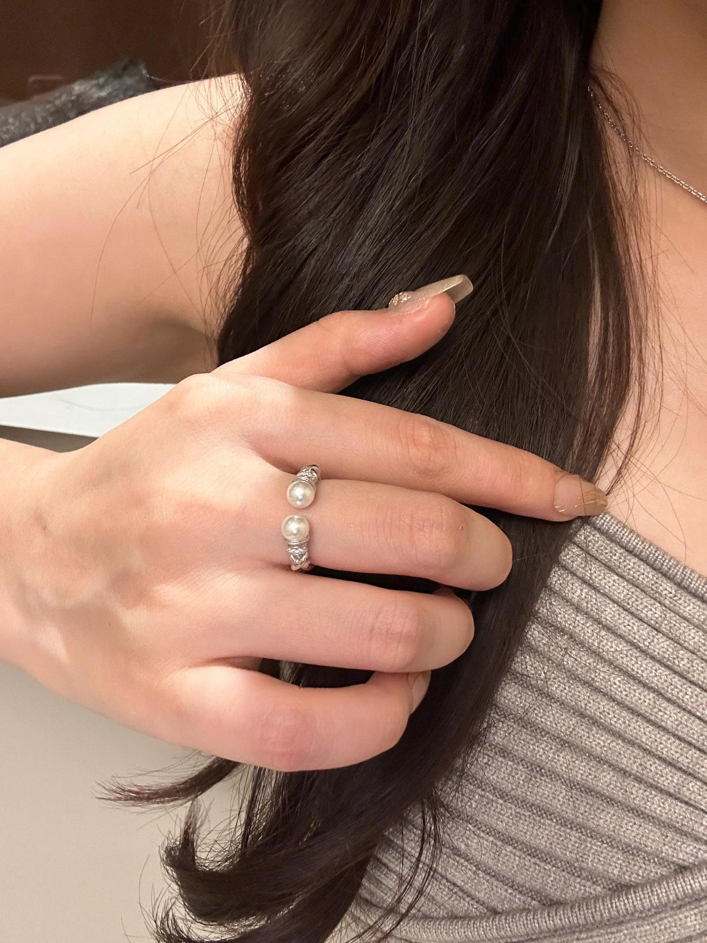 925 silver + shell bead 6mm twist open ring
