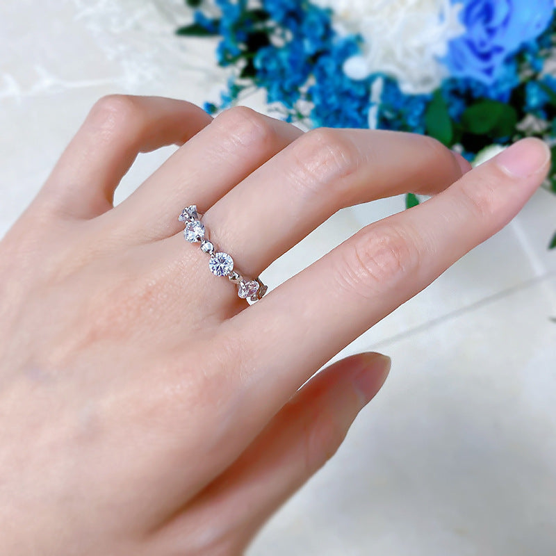 925 Silver Bead Diamond Ring