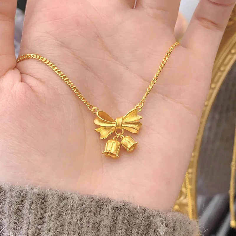 925 silver bow lily of the valley necklace