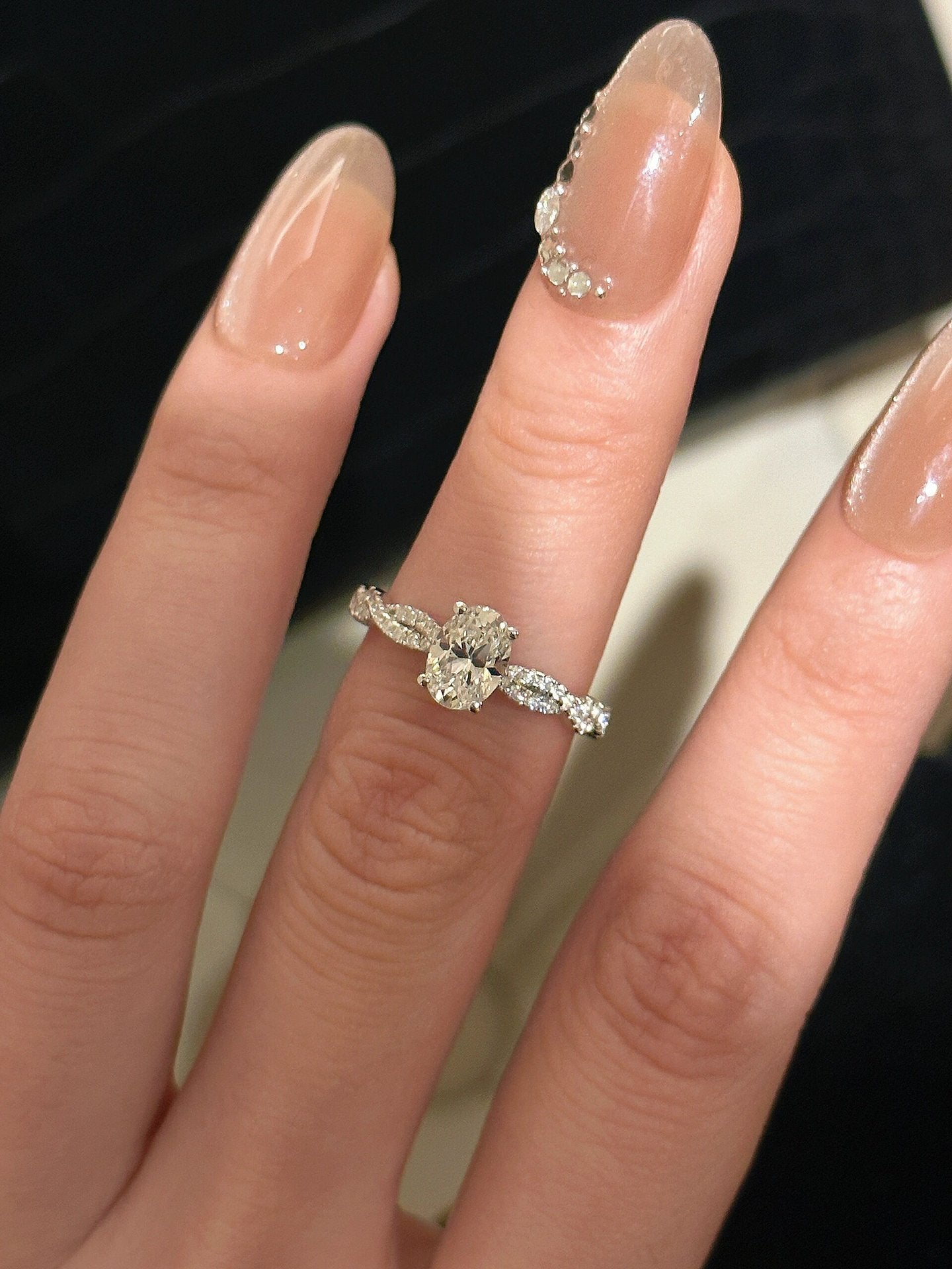 925 Silver 5*7 Pigeon Egg High Carbon Diamond Ring