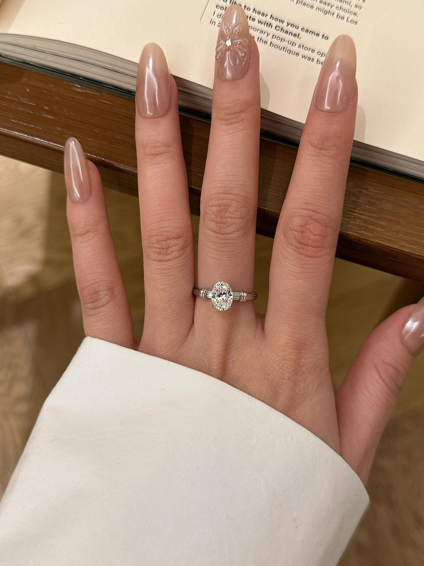 925 silver gold-plated 6*8mm knotted solitaire diamond ring