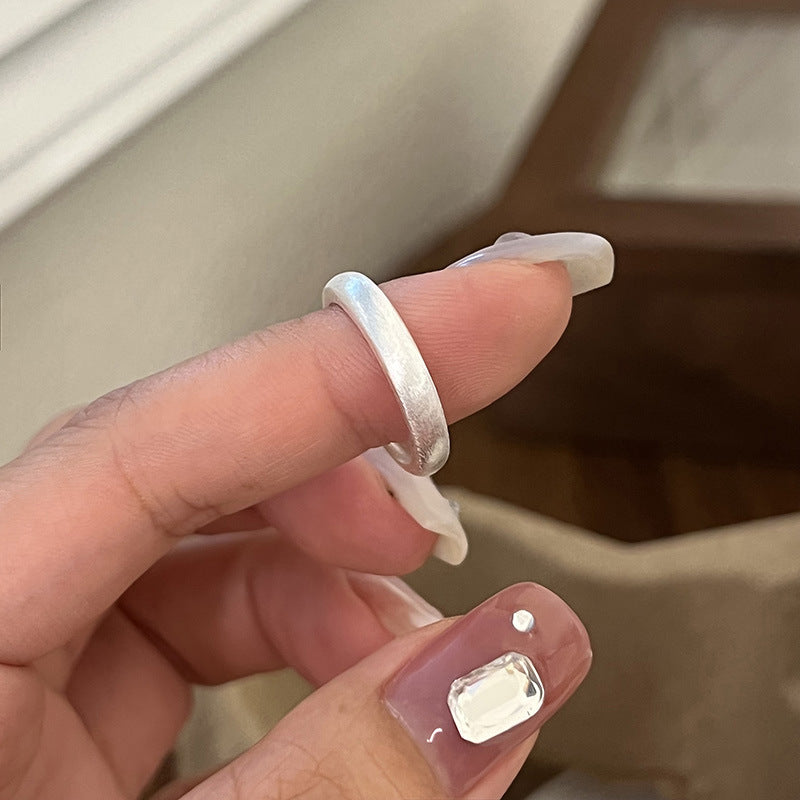 925 silver brushed frosted ring