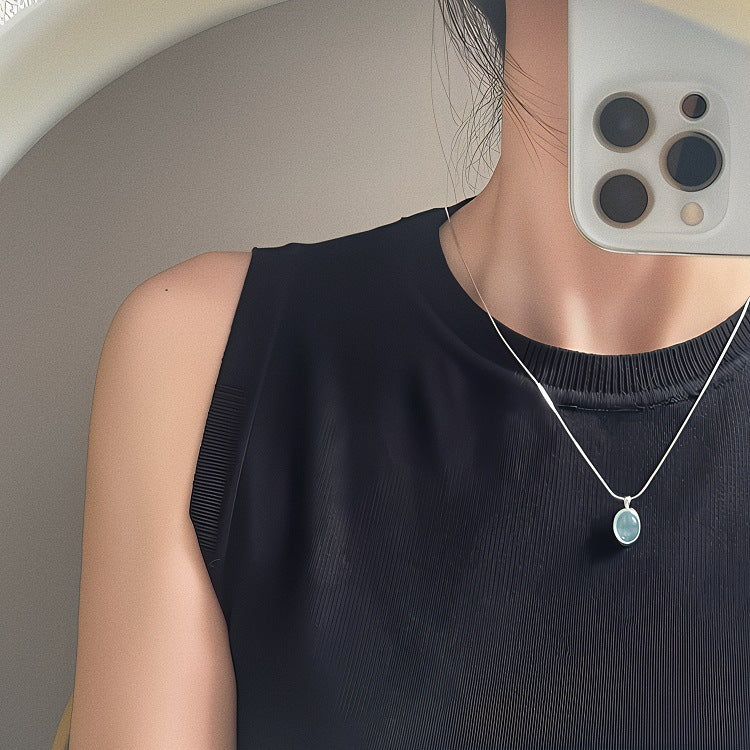 925 silver aquamarine necklace