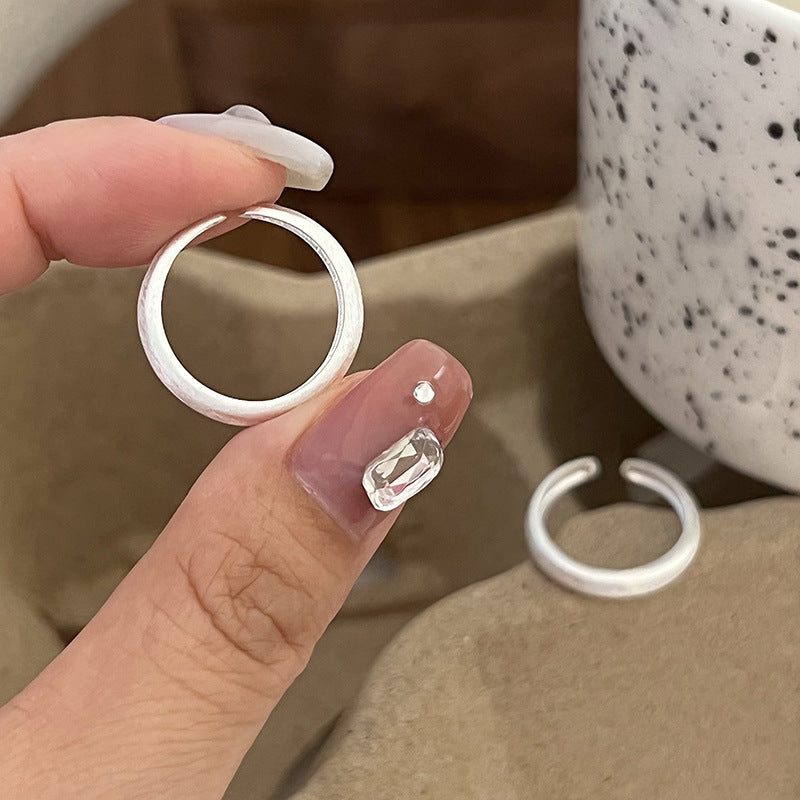 925 silver brushed frosted ring