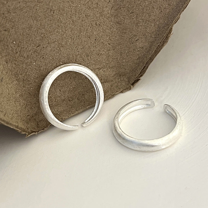 925 silver brushed frosted ring