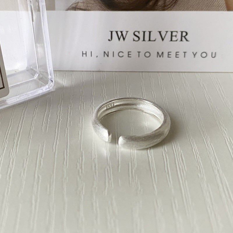 925 silver brushed frosted ring