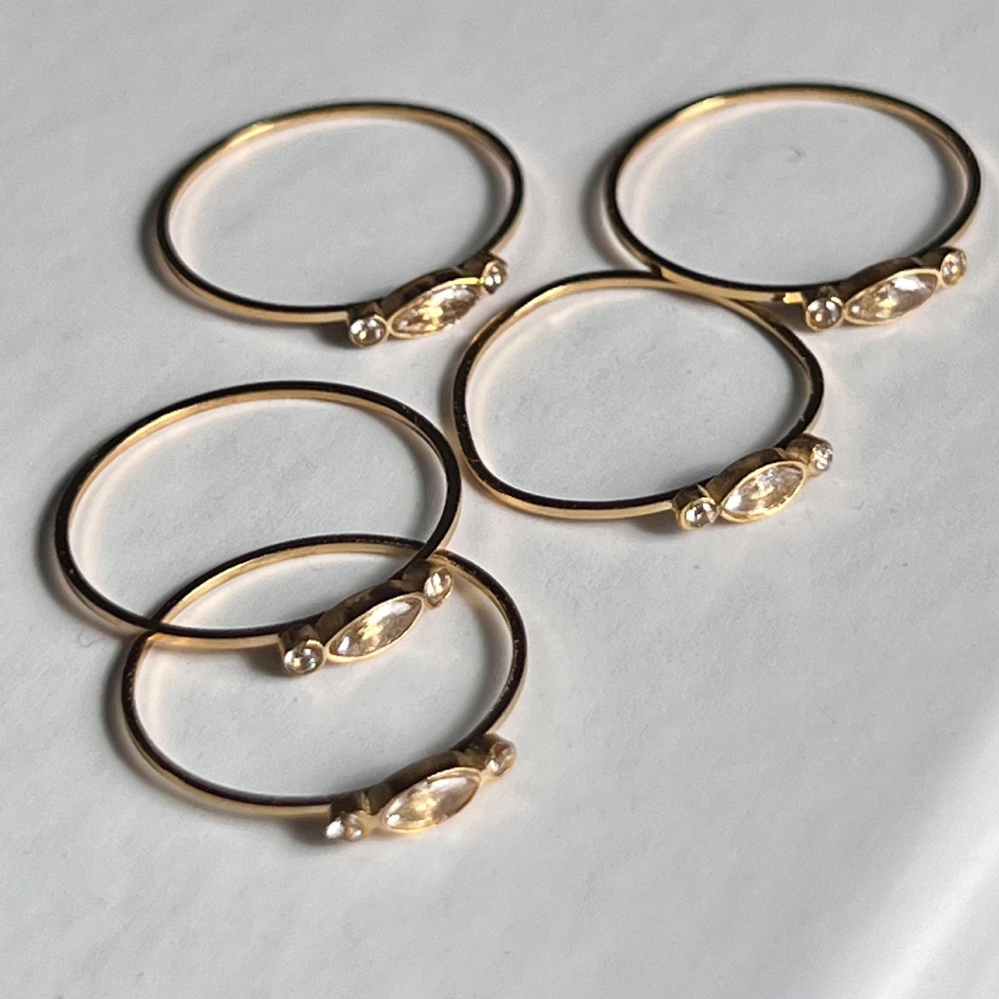 18k real gold galvanized titanium steel small zircon ring