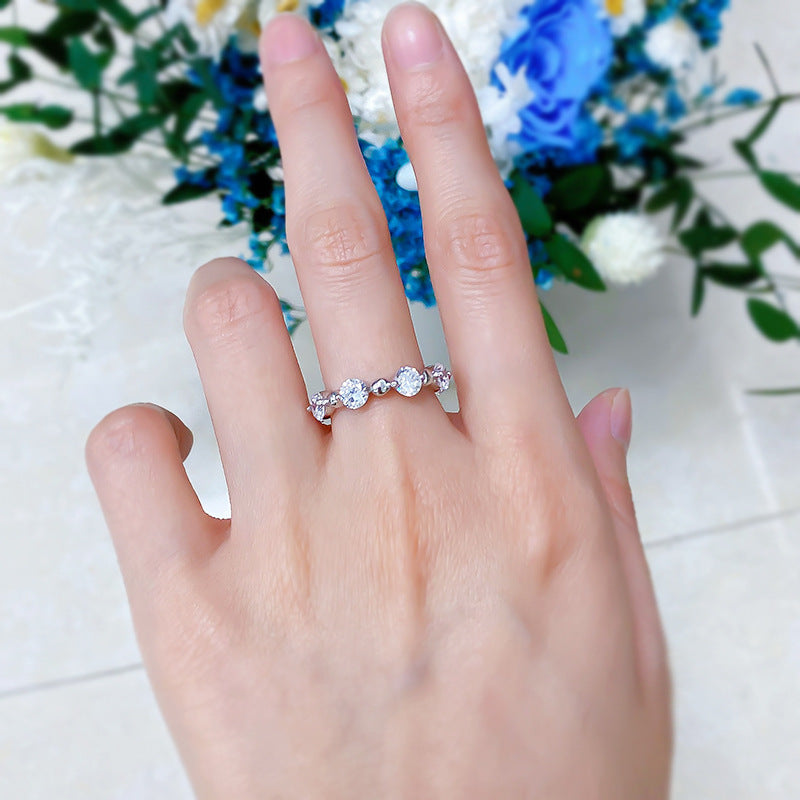 925 Silver Bead Diamond Ring