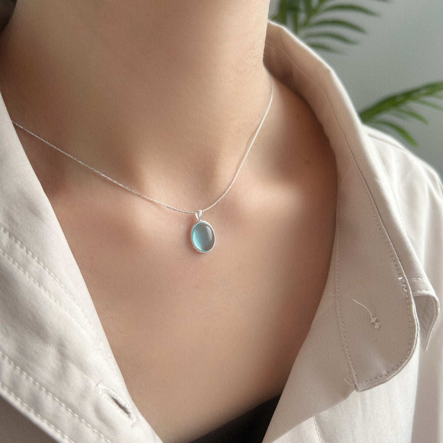 925 silver aquamarine necklace