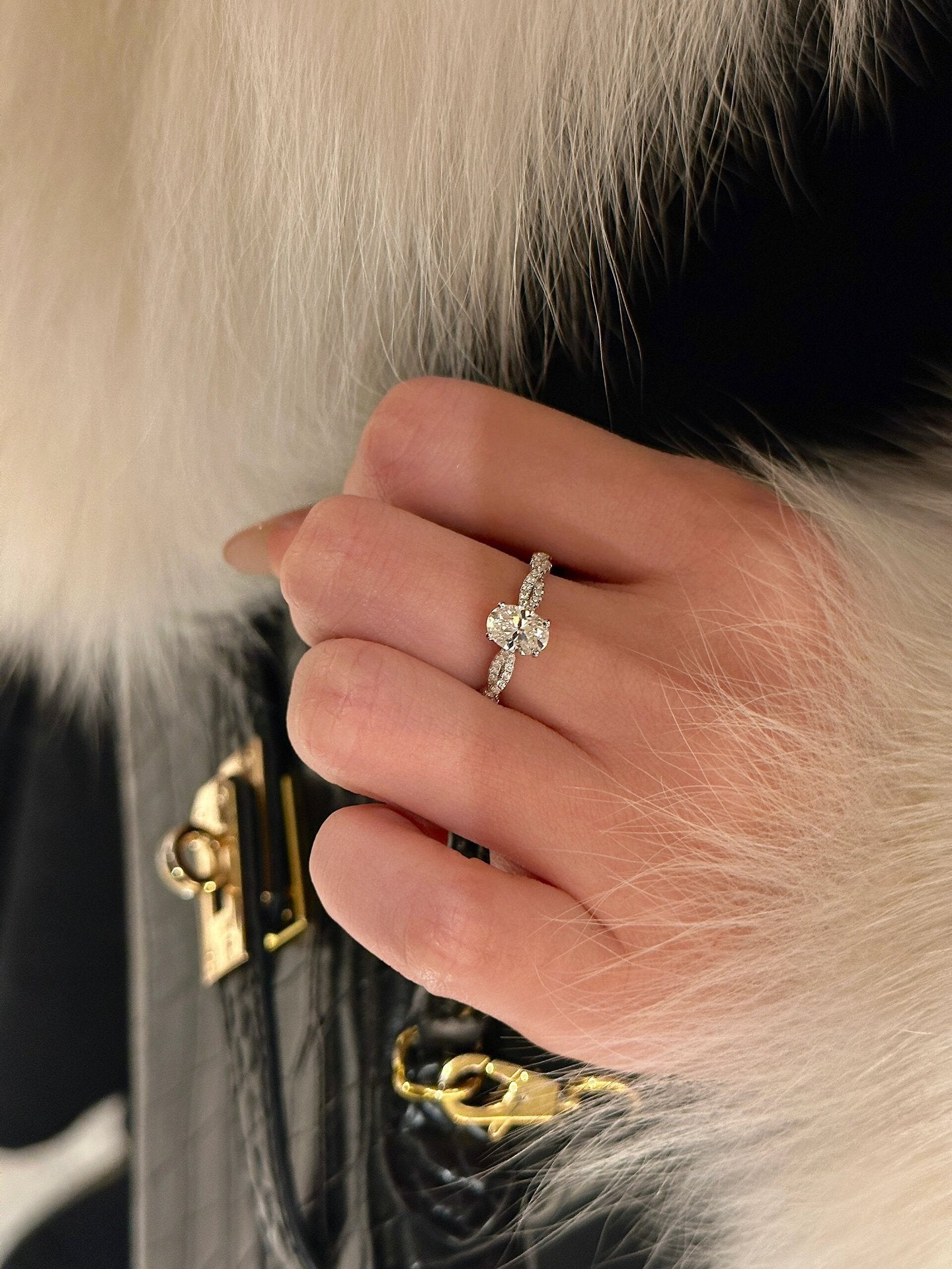 925 Silver 5*7 Pigeon Egg High Carbon Diamond Ring