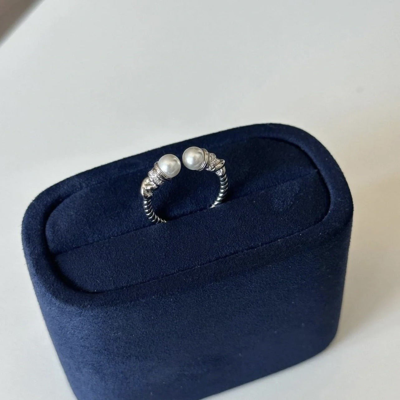 925 silver + shell bead 6mm twist open ring