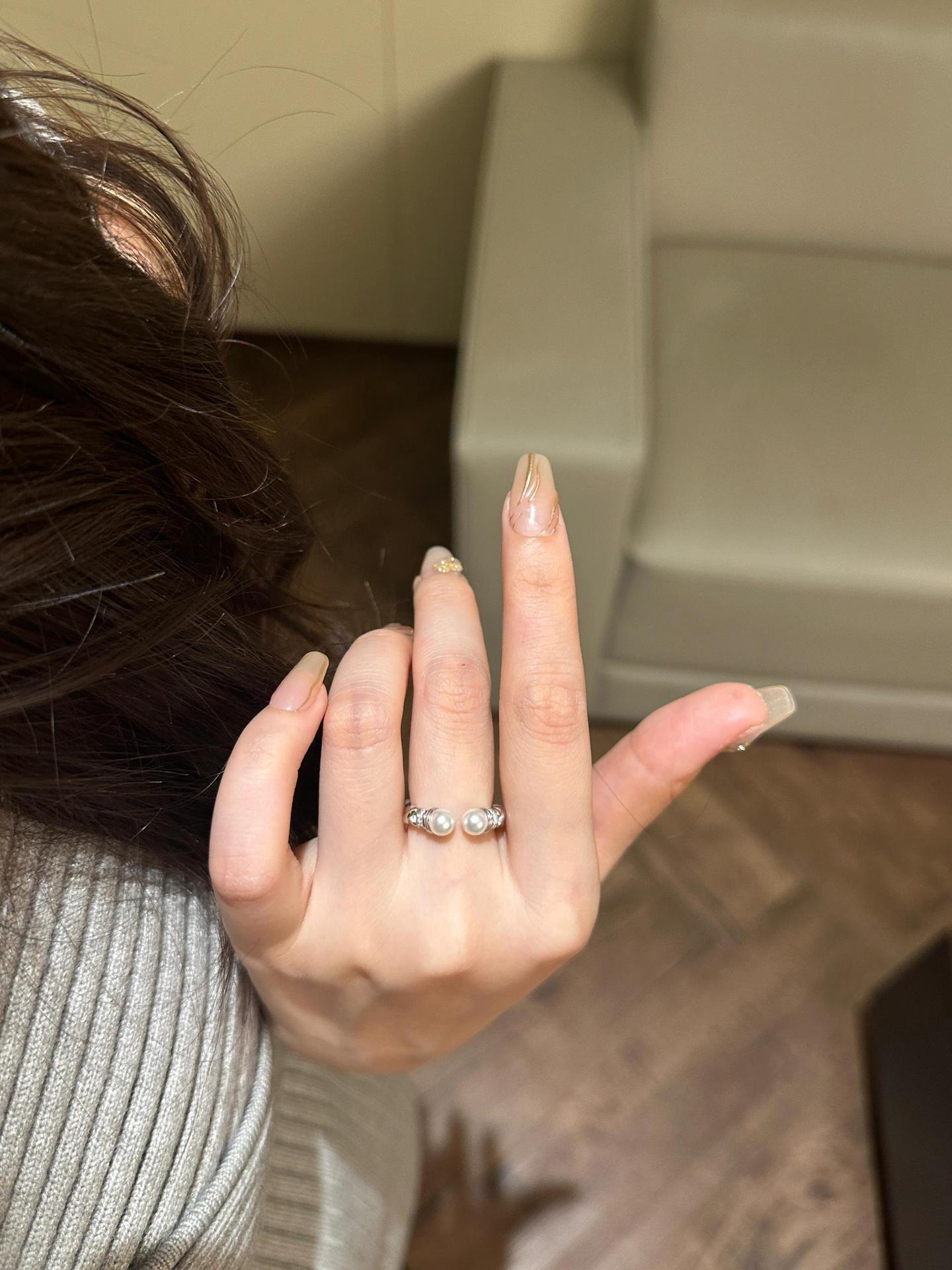 925 silver + shell bead 6mm twist open ring