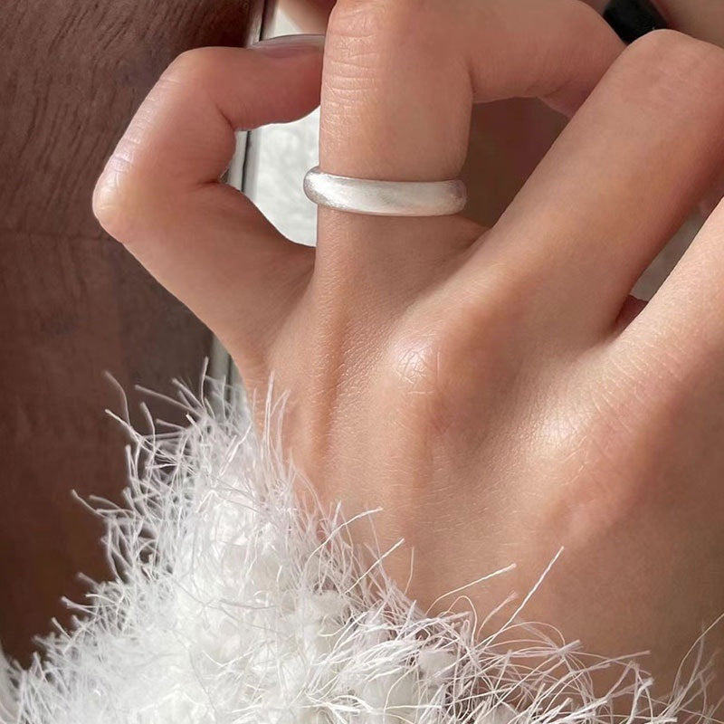 925 silver brushed frosted ring