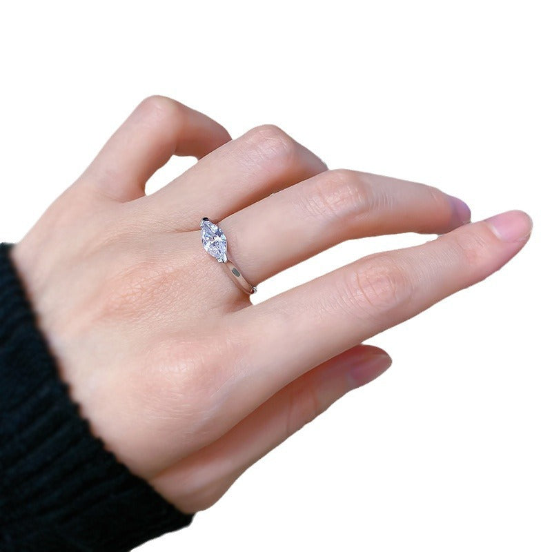 925 Silver Marquise High Carbon Diamond Ring