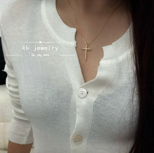 S925 Sterling Silver Very Fine Cross Necklace