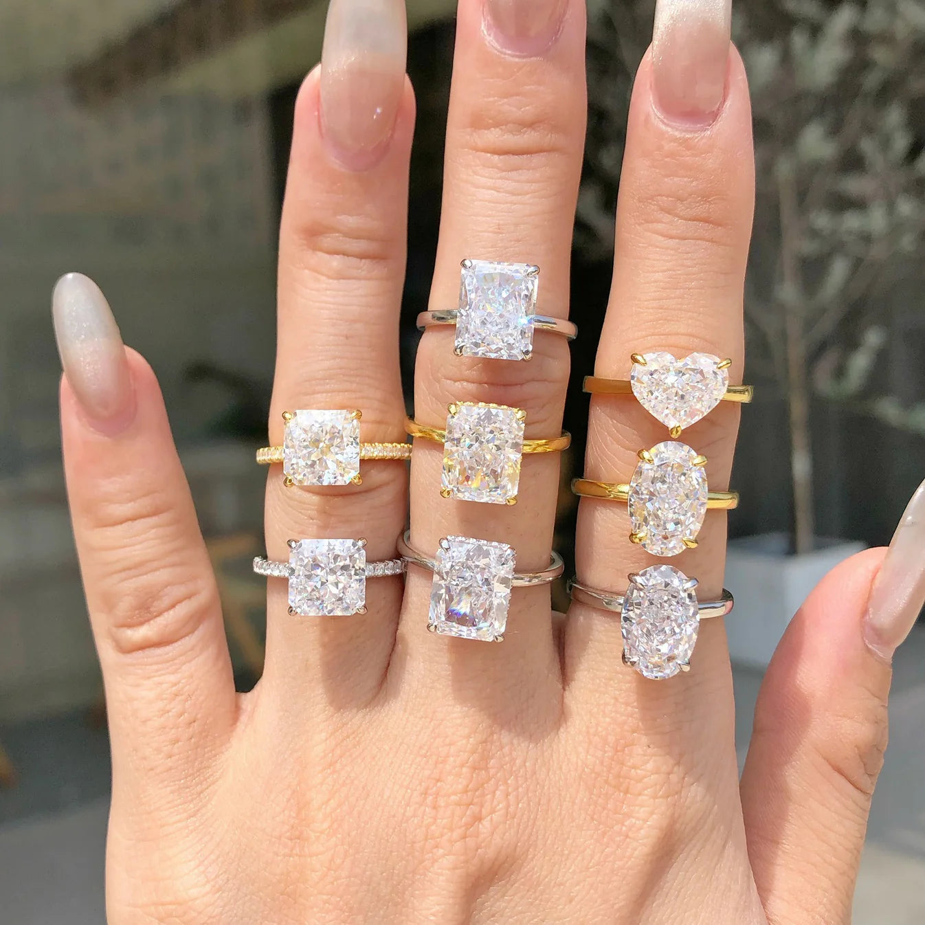 925 sterling silver 8A ice flower cut zirconia setting ring