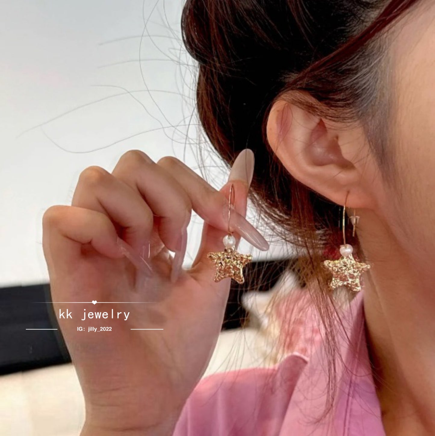 Pentagonal star pearl earrings