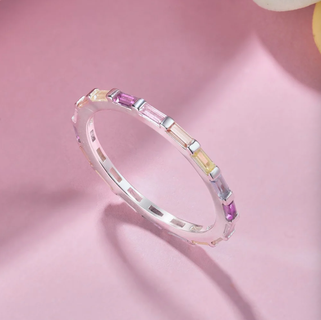S925 Sterling Silver Colored Diamond Wedding Ring