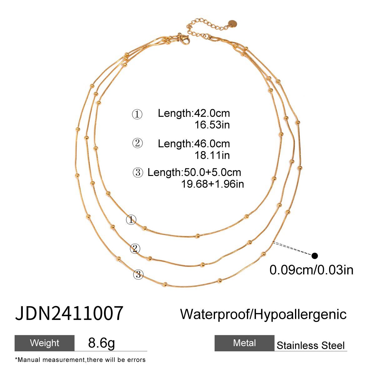 Three-layer stacked titanium steel necklace