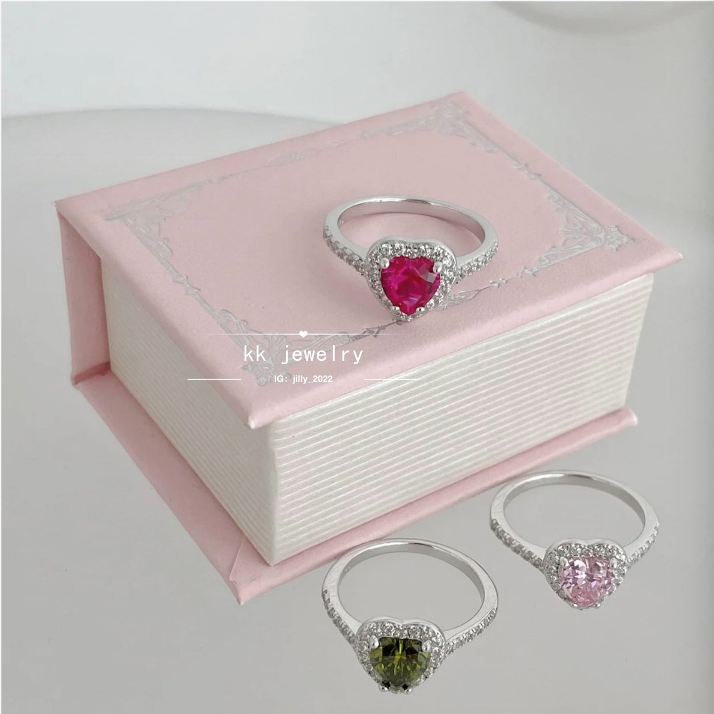 S925 Sterling Silver Colored Diamond Love Ring