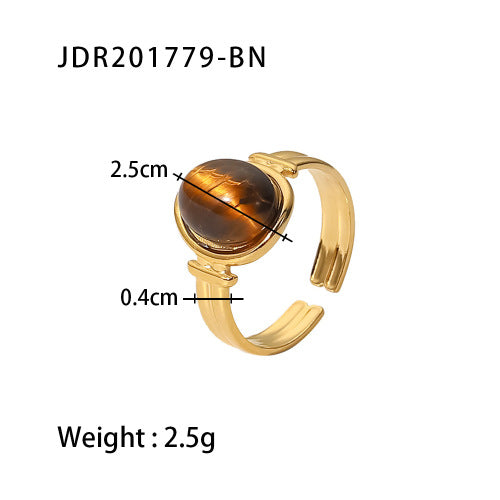 Stainless steel tiger's eye ring