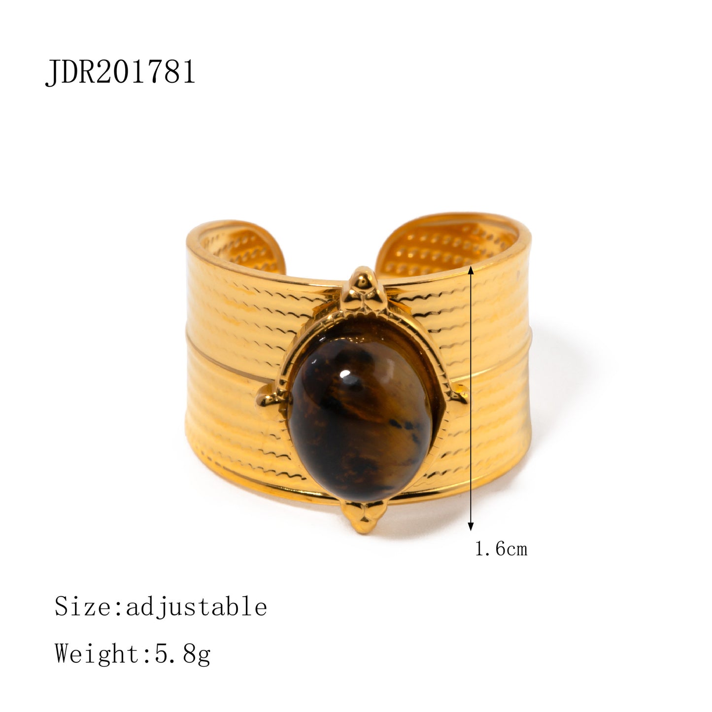 Stainless steel tiger's eye ring