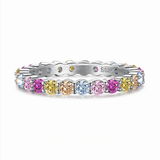 925 Sterling Silver Women's Rainbow Ring